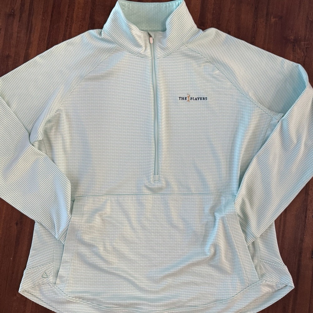 Ahead Casuals THE PLAYERS Championship Golf Pullover Women XL 1/4 Zip Striped - Picture 3 of 5